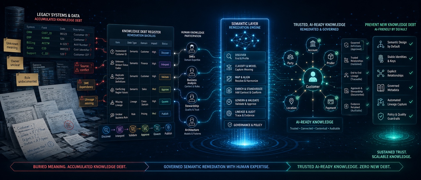 Making Legacy Data AI-Ready Is Knowledge Debt Remediation